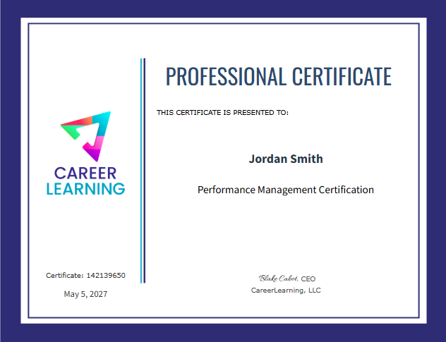 Course Certificate Example