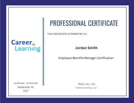 Course Certificate Example