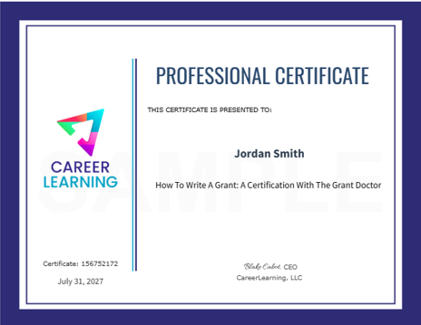 Course Certificate Example