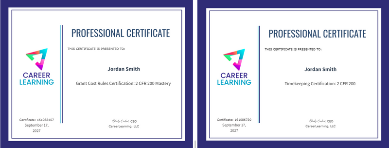 Course Certificate Example