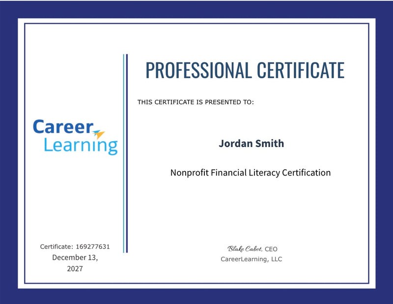 Course Certificate Example