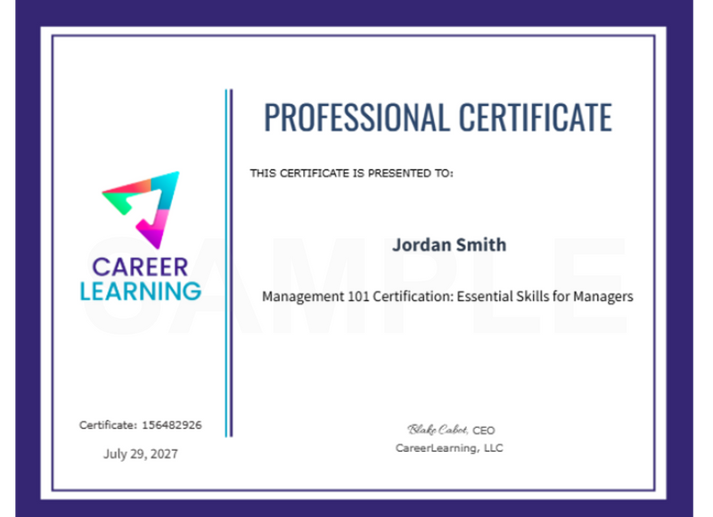 Course Certificate Example