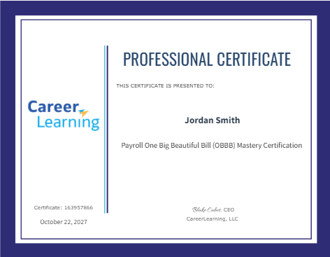 Course Certificate Example