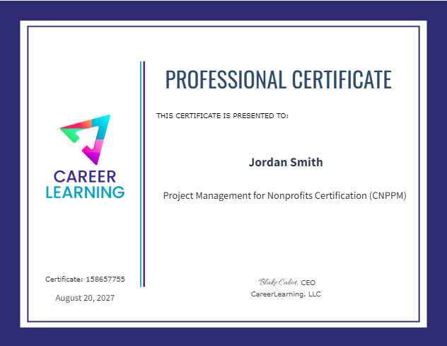 Course Certificate Example