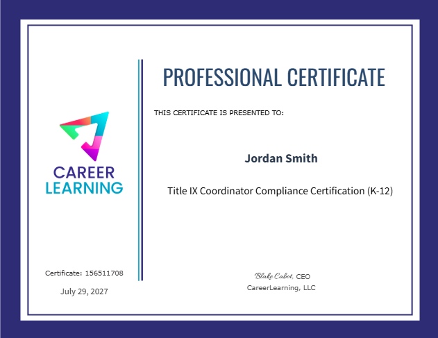 Course Certificate Example