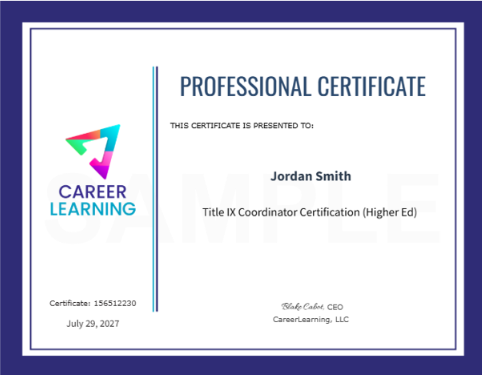 Course Certificate Example